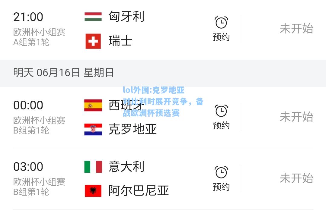 lol外围:克罗地亚对比利时展开竞争，备战欧洲杯预选赛